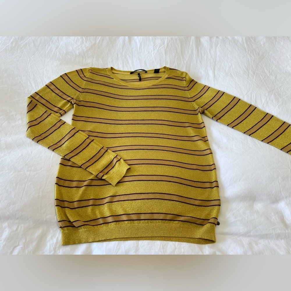 Scotch & Soda | Women’s SZ Small | Yellow Metallic Striped Long Sleeve Top